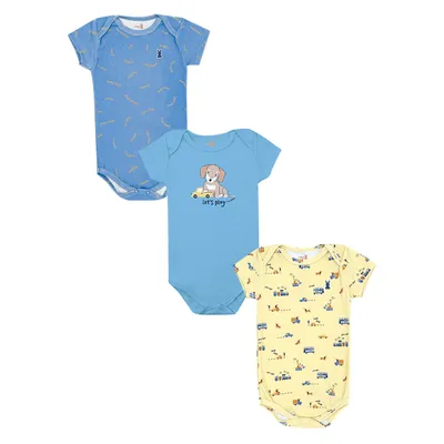 Kit Body Manga Curta Bebê Kiko Baby Dog Transporte - 03 Peças